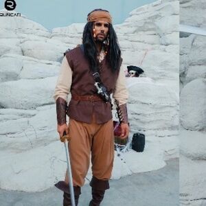 Runcagti NWT Butterscotch Brown Pirate Renaissance Medieval Buccaneer Pant Sz XL